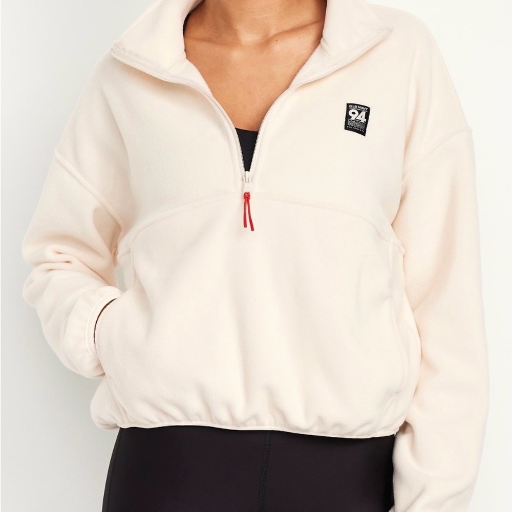 Old Navy Women's Off-White Quarter-Zip Sweatshirt